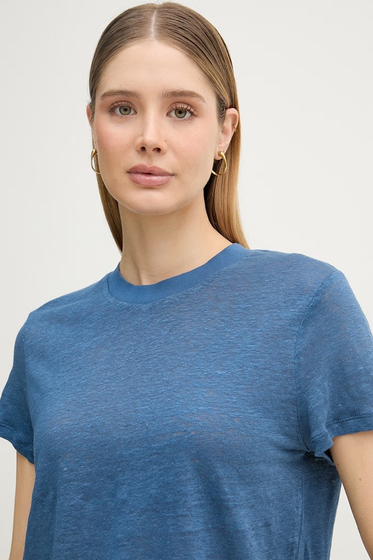 United Colors of Benetton t-shirt damski lniany granatowy 3TKEE1009