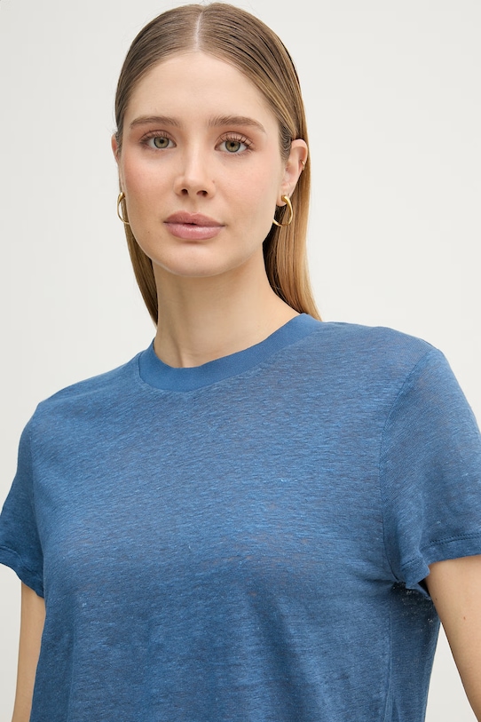 United Colors of Benetton t-shirt damski lniany granatowy 3TKEE1009
