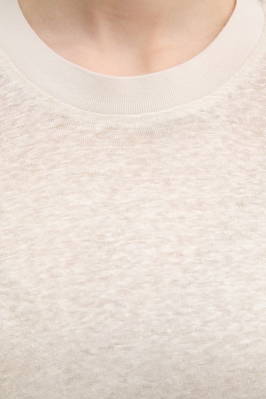 United Colors of Benetton t-shirt damski lniany 3TKEE1009 beżowy