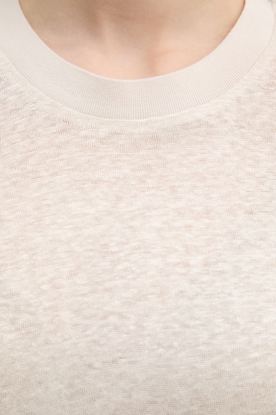 United Colors of Benetton t-shirt damski lniany 3TKEE1009 beżowy