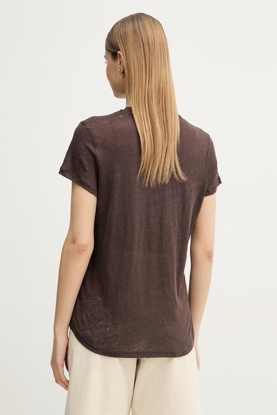 Odzież United Colors of Benetton t-shirt damski lniany 3TKEE1009 brązowy