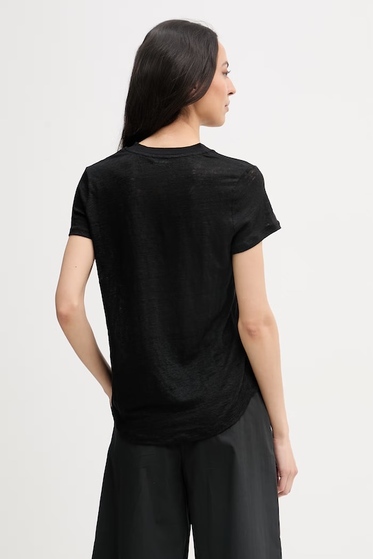 Oblečení United Colors of Benetton tričko dámské lněné 3TKEE1009 černá