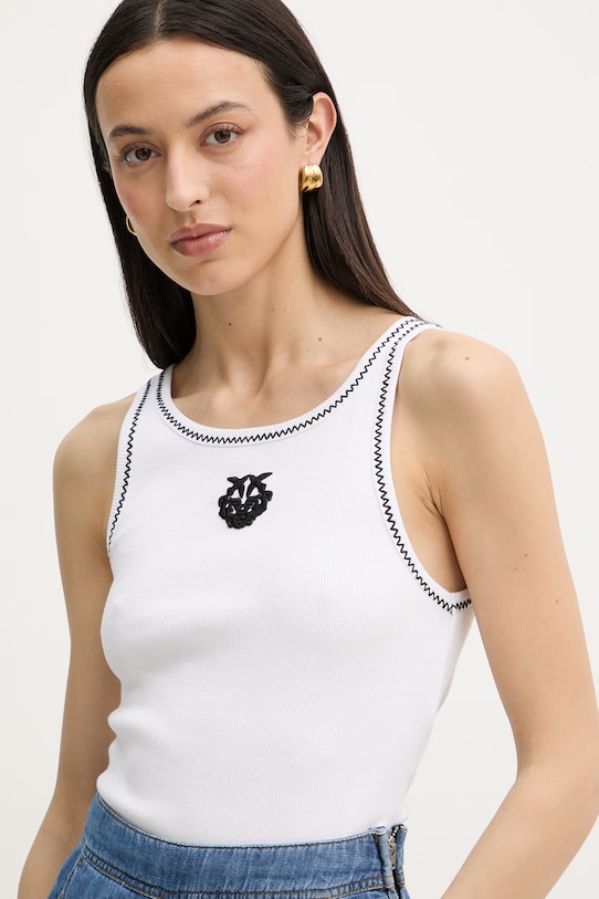 Pinko Τοπ Γυναικείο από βαμβάκι με ελαστάν λευκό 106816.A3AL