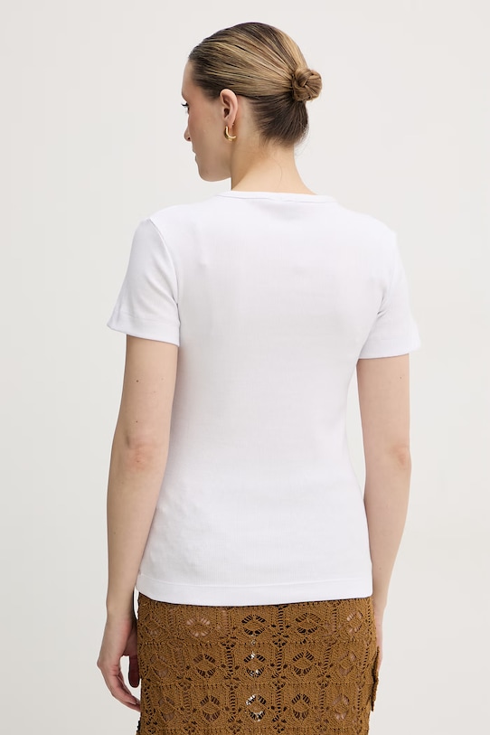 Odzież Pinko t-shirt damski bawełniany z elastanem 106815.A3AL biały