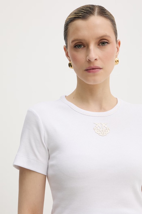 Pinko t-shirt damski bawełniany z elastanem biały 106815.A3AL