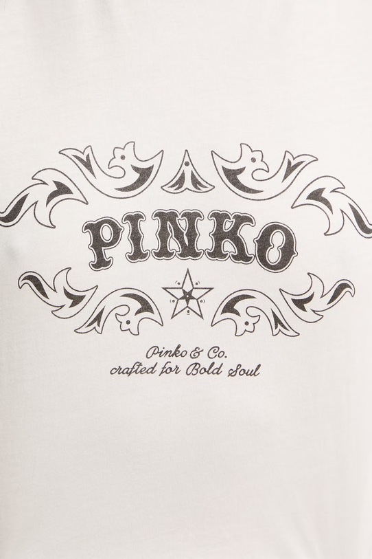 Pinko t-shirt damski bawełniany 106902.A3C2 beżowy