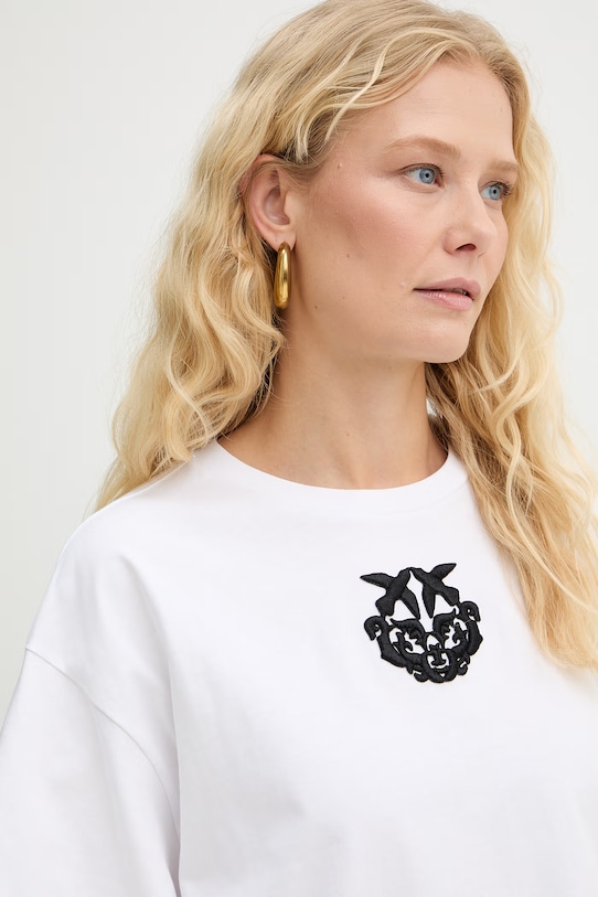 Pinko t-shirt damski bawełniany biały 106814.A3AM
