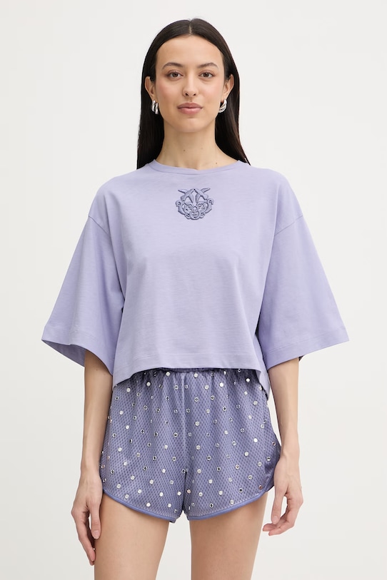 Pinko t-shirt damski bawełniany fioletowy 106814.A3AM
