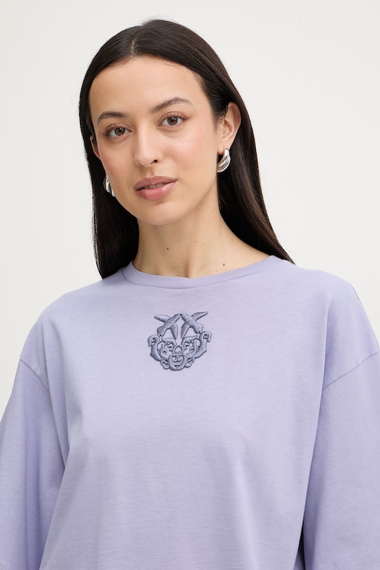 Pinko t-shirt damski bawełniany fioletowy 106814.A3AM