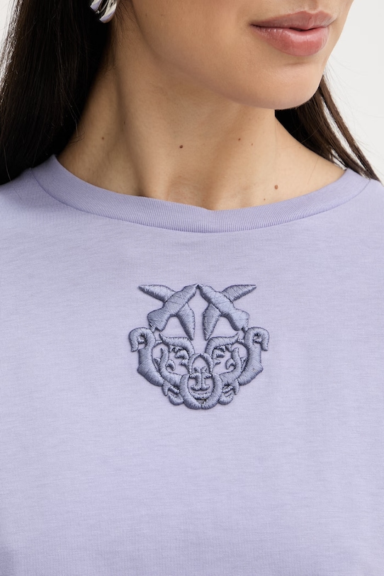 Pinko t-shirt damski bawełniany 106814.A3AM fioletowy