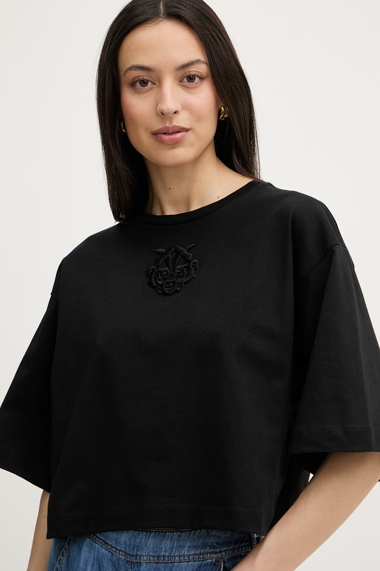 Pinko t-shirt damski bawełniany czarny 106814.A3AM