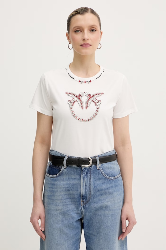 Pinko t-shirt damski bawełniany biały 107094.A3C7