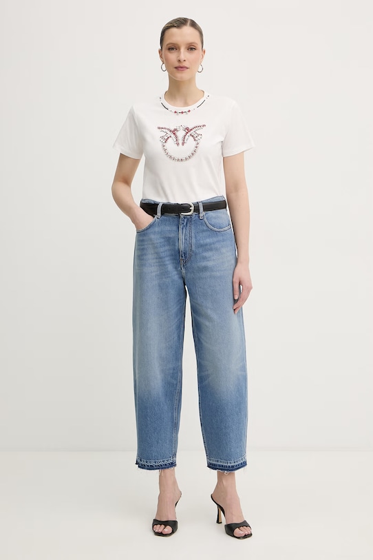 Pinko t-shirt damski bawełniany 107094.A3C7 biały SS26