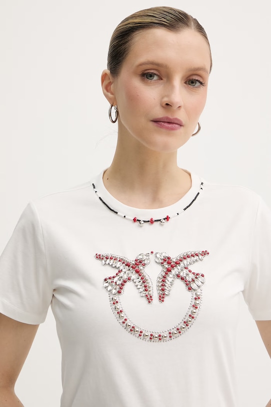 Pinko t-shirt damski bawełniany biały 107094.A3C7