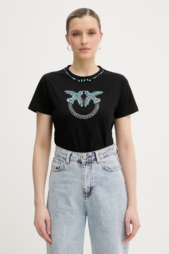 Pinko t-shirt damski bawełniany czarny 107094.A3C7