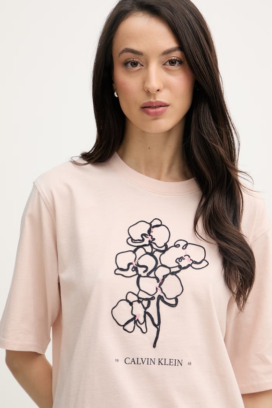 Calvin Klein Jeans t-shirt női pamut rózsaszín LV047F804G