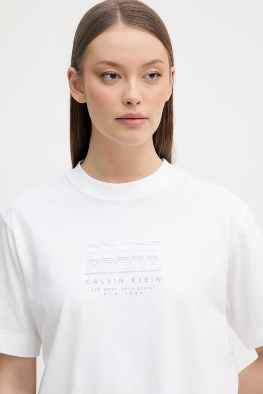 Calvin Klein Jeans kratka majica ženska bombažna bela LV047F806G