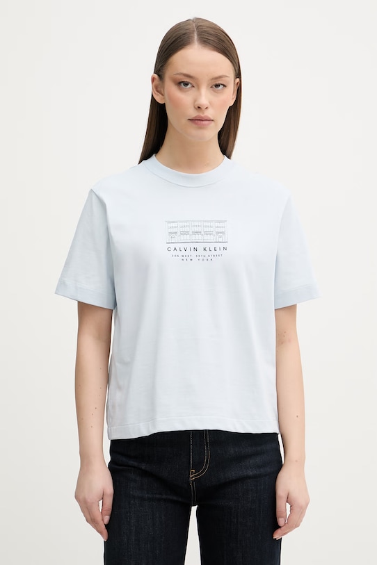 Calvin Klein Jeans тениска дамска от памук син LV047F806G