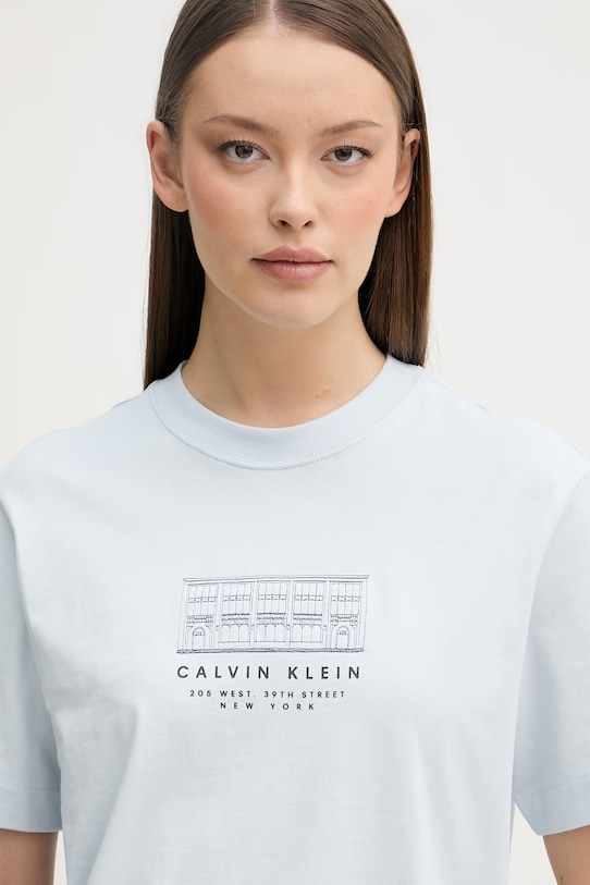 Calvin Klein Jeans тениска дамска от памук син LV047F806G