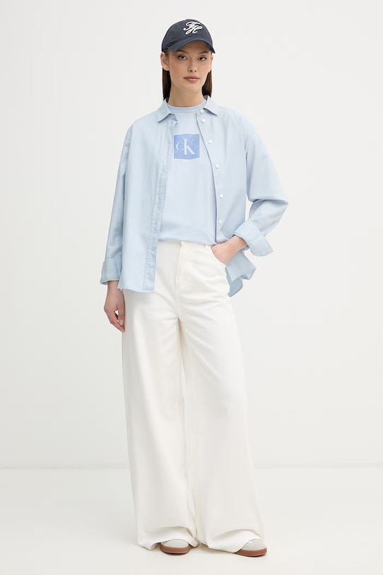 Calvin Klein Jeans T-shirt da donna in cotone LV047F819G blu SS26