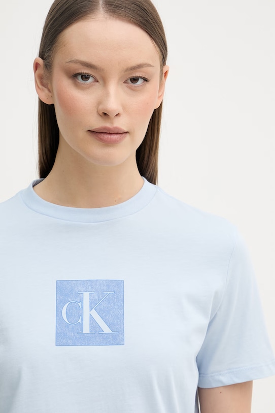 Calvin Klein Jeans T-shirt da donna in cotone blu LV047F819G
