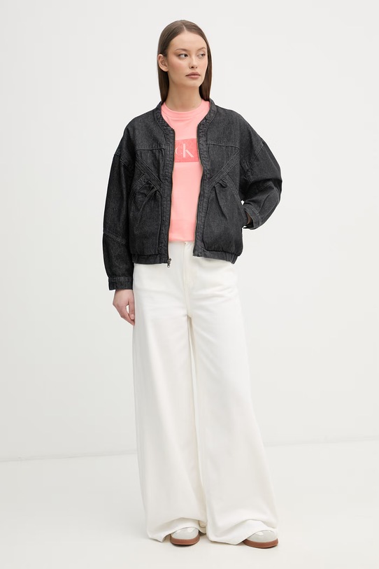 Calvin Klein Jeans t-shirt damski bawełniany LV047F819G różowy SS26