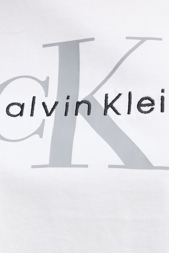 Calvin Klein Jeans crop top ženski bombažen LV047F828G bela