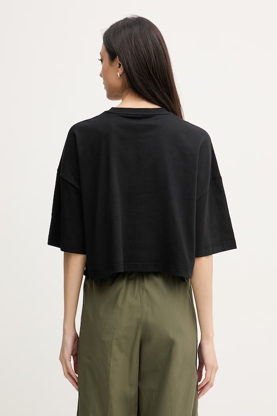 Ρούχα Calvin Klein Jeans crop top γυναικείο βαμβακερό LV047F828G μαύρο