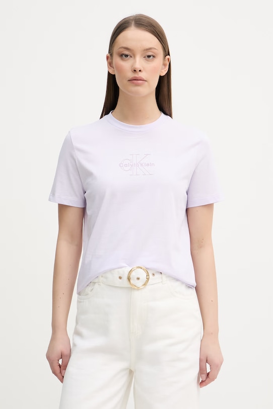 Calvin Klein Jeans t-shirt da donna in cotone violetto LV047F831G