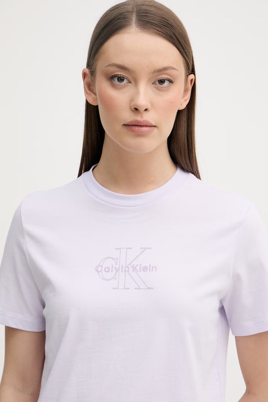 Calvin Klein Jeans t-shirt damski bawełniany fioletowy LV047F831G