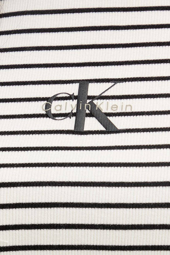 Calvin Klein Jeans crop top dámsky bavlnený s elastanom LV047F833G béžová