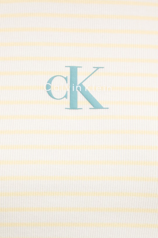 Calvin Klein Jeans crop top damski bawełniany z elastanem LV047F833G beżowy