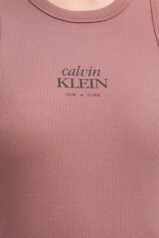 Calvin Klein Jeans top dámsky s bavlnou LV047F239G hnedá