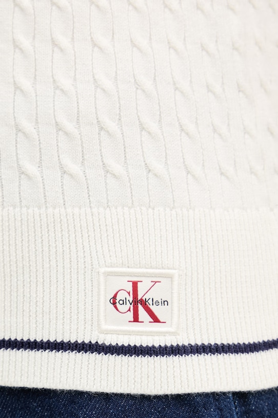 Calvin Klein Jeans pleten top ženski z bombažem LV047F321G bež