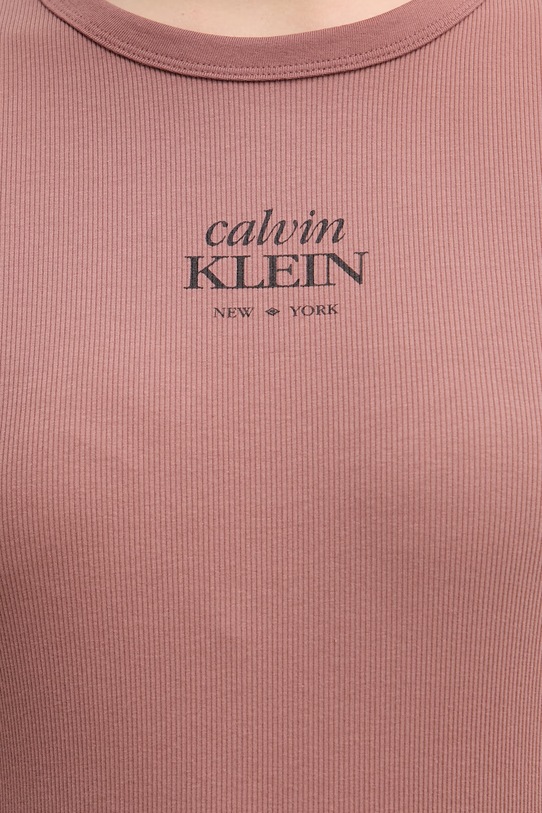 Calvin Klein Jeans T-shirt damski bawełniany z elastanem LV047F240G brązowy