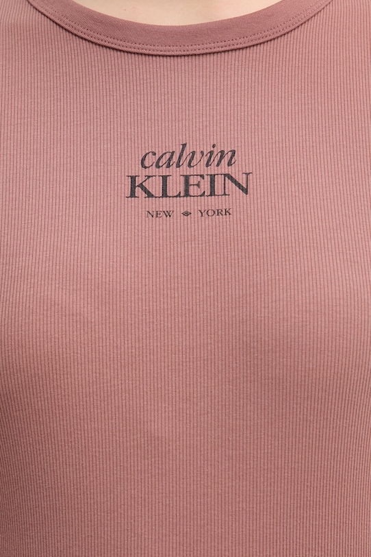 Calvin Klein Jeans T-shirt damski bawełniany z elastanem LV047F240G brązowy