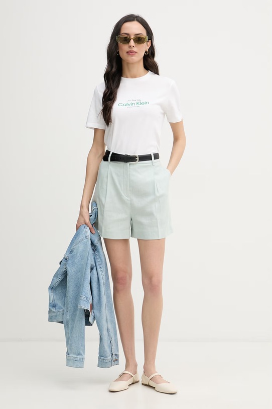 Calvin Klein Jeans kratka majica ženska bombažna LV047F810G bela SS26