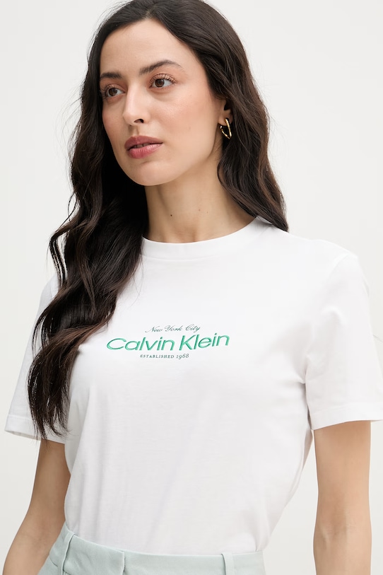 Calvin Klein Jeans kratka majica ženska bombažna bela LV047F810G
