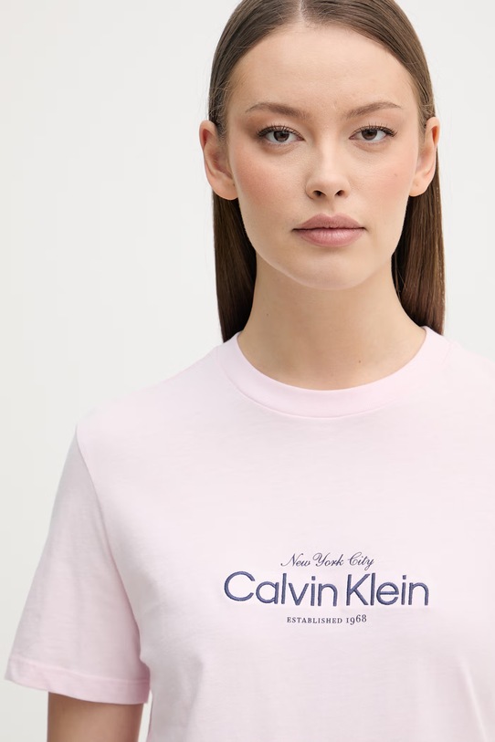 Calvin Klein Jeans T-shirt damski bawełniany różowy LV047F810G