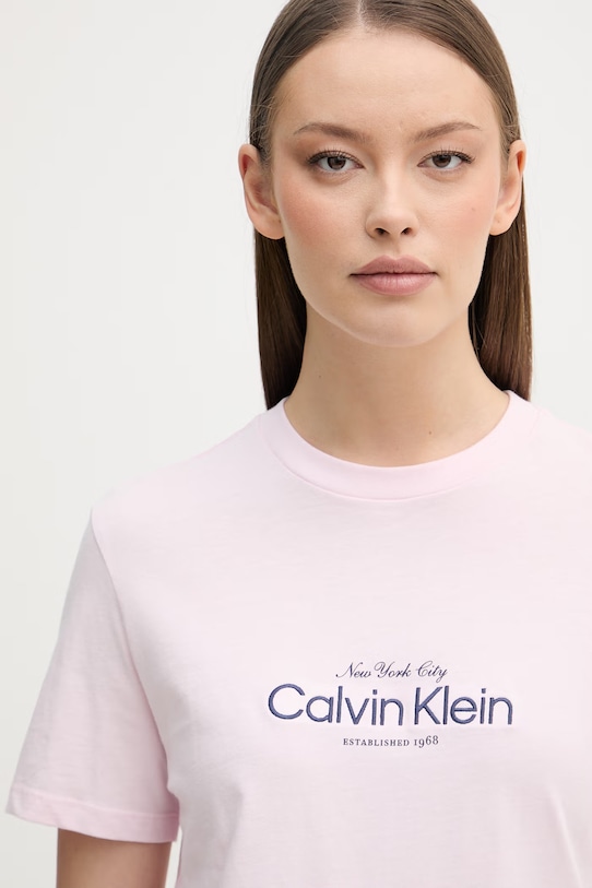 Calvin Klein Jeans t-shirt da donna in cotone rosa LV047F810G