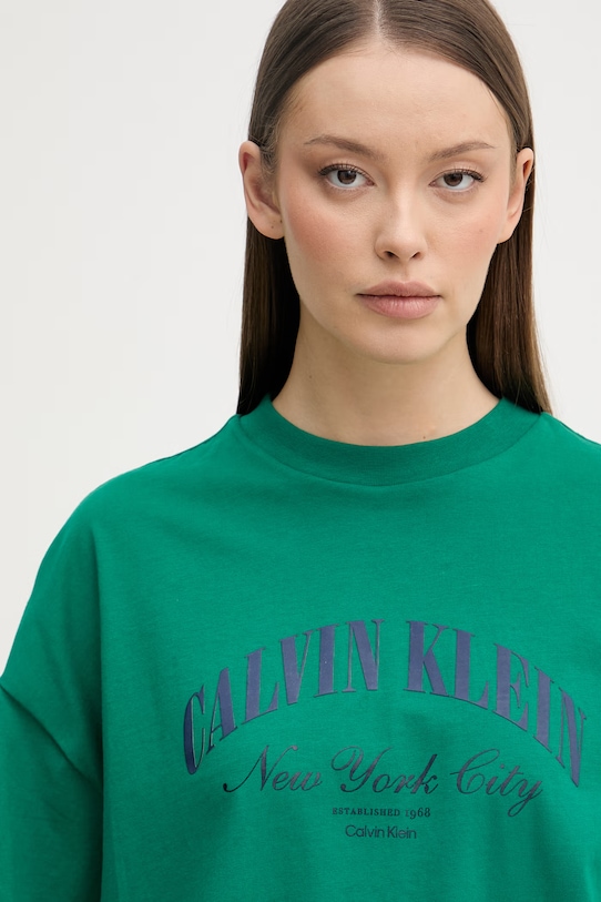 Calvin Klein Jeans T-shirt da donna in cotone verde LV047F813G