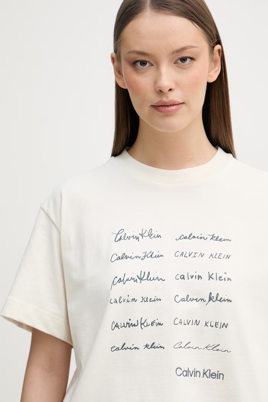 Calvin Klein Jeans tričko dámske bavlnené béžová LV047F823G