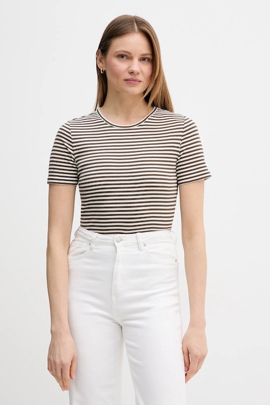 Marc O'Polo t-shirt okrągły brązowy 5000008181