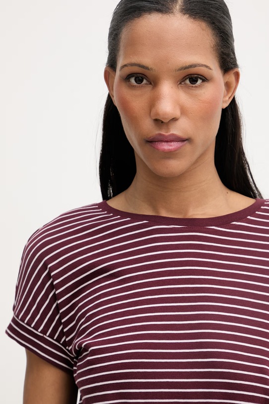 Marc O'Polo T-shirt damski bawełniany bordowy 5000008184