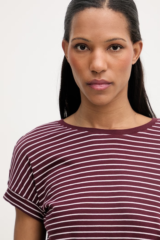 Marc O'Polo T-shirt damski bawełniany bordowy 5000008184