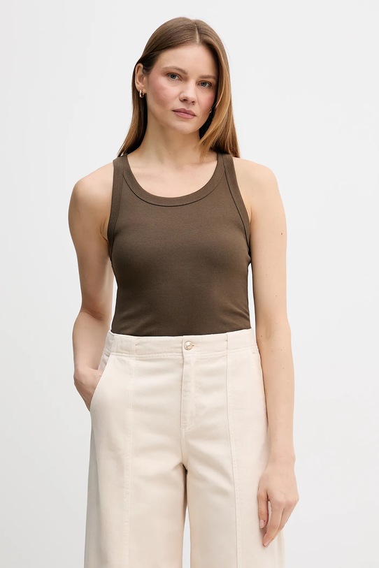 Marc O'Polo top z elastanem brązowy 5000009542