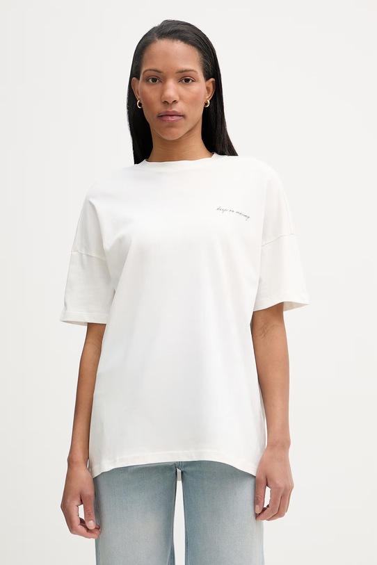 Odzież Marc O'Polo T-shirt oversize damski bawełniany 5000009628 beżowy