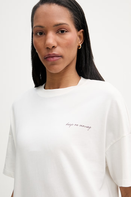 Marc O'Polo T-shirt oversize damski bawełniany beżowy 5000009628