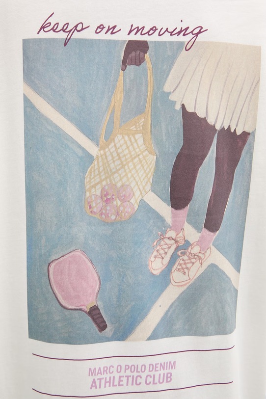 Marc O'Polo T-shirt oversize damski bawełniany 5000009628 beżowy