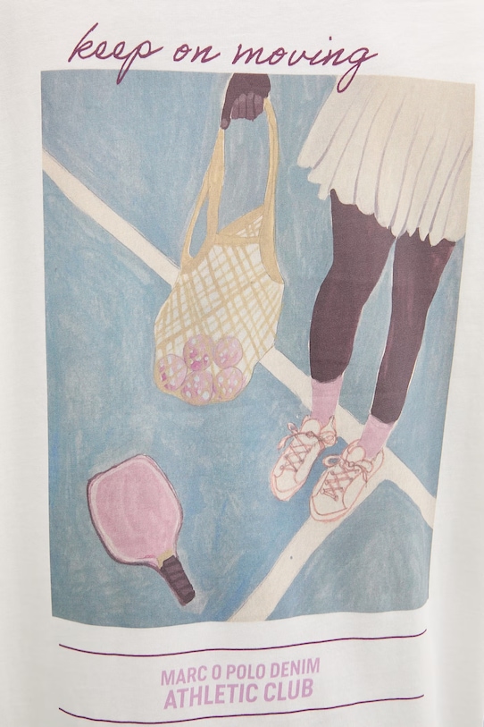 Marc O'Polo T-shirt oversize damski bawełniany 5000009628 beżowy